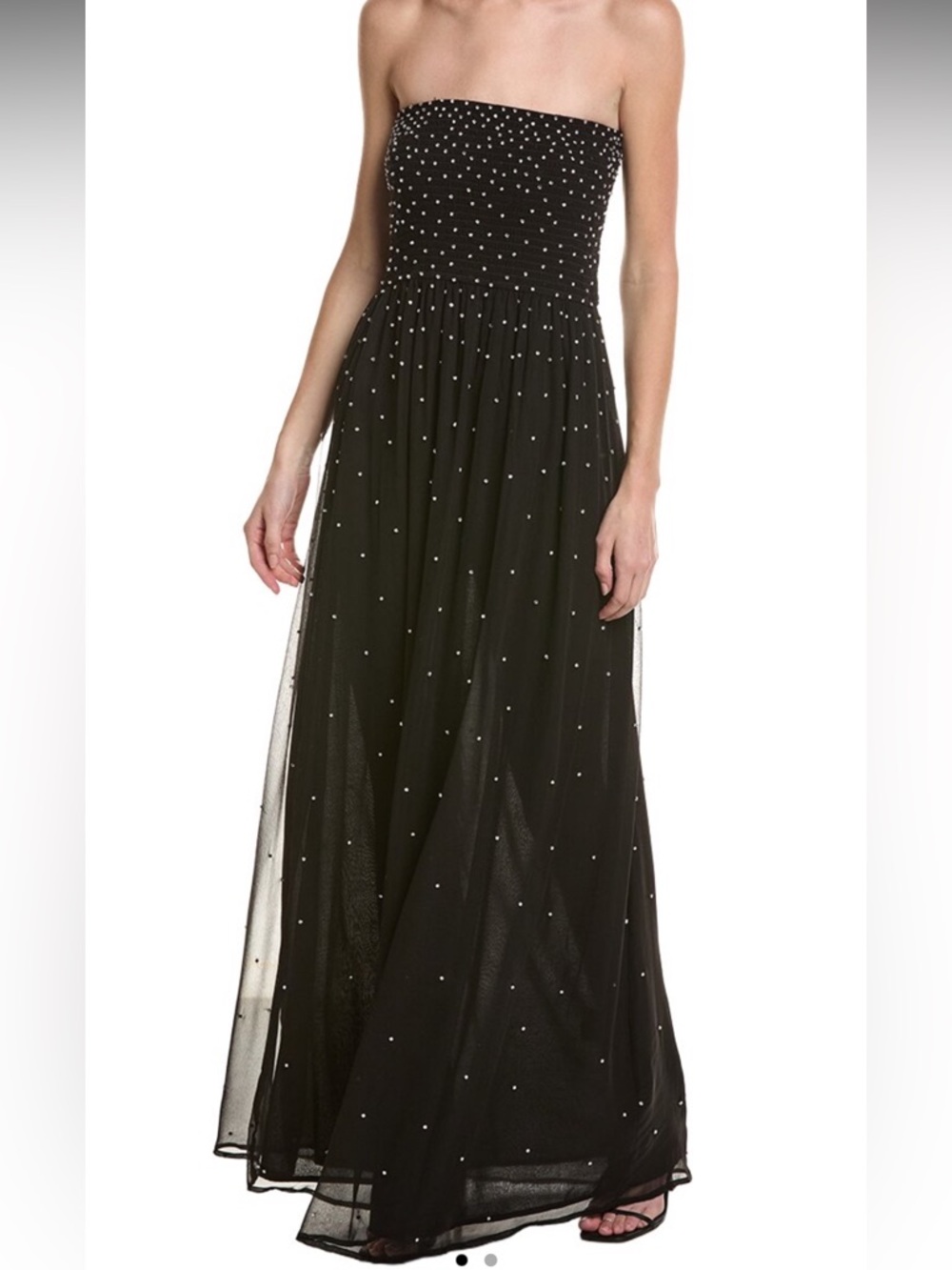 ba&sh Strapless Black Gown with Scattered Beading